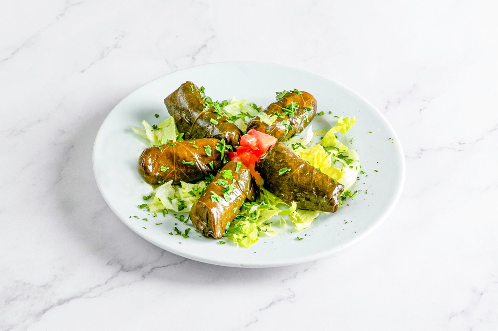 Hojas de parra rellenas de arroz y especias